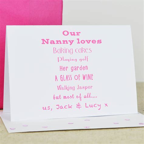 Personalised Nanny Loves Card By Andrea Fays