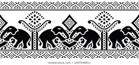 Welche arten von tapeten gibt es? Seamless Traditional Indian Black White Elephant Stock ...