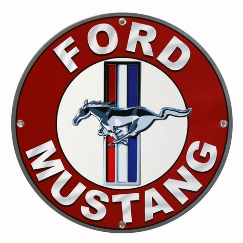 Download Mustang Red Ring Logo Small Metal Sign | Ford Garage Decor ...
