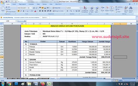 Analisa Harga Satuan Pekerjaan Gedung Jalan SDA Format 2020 Gratis