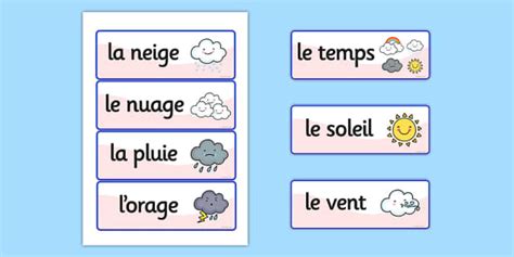 French Weather Vocabulary Cards Teacher Made Twinkl