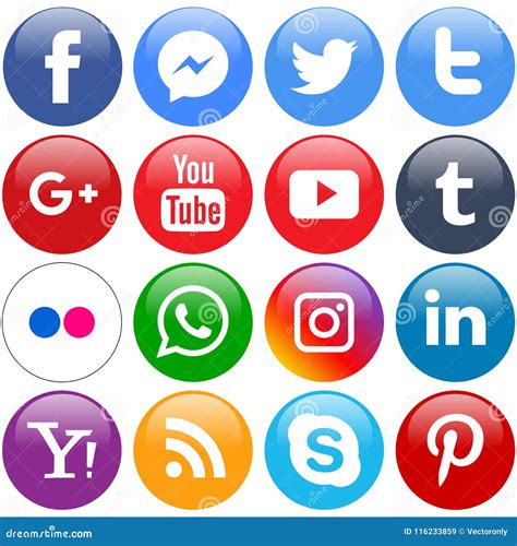 Round White Social Media Icons