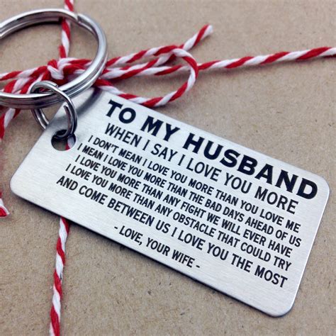 To My Husband Keychain Perfect Valentines Day T Laser Engraved For Him Tmhb01 Hapava