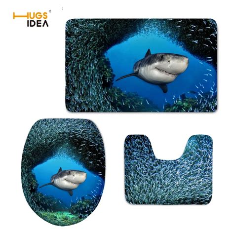 Hugsidea Cool 3d Animal Dolphin Printed Creative 3pcs Set Bathroom