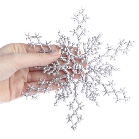 Silver Glittered Snowflake Ornaments Christmas Ornaments Christmas