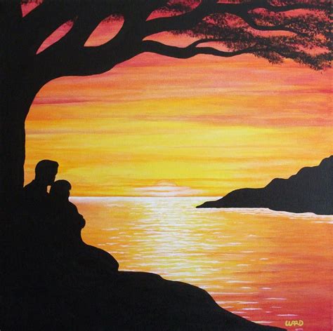 Romantic Sunset By George Bryan Ward Romantic Sunset Painting Sunset