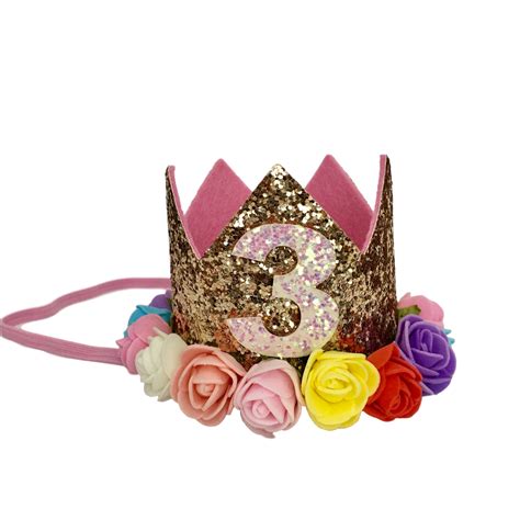 Glitter Glam 3rd Birthday Crowns 2 Colours Available Stinky Bunny