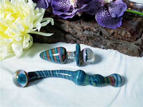glass dildo and butt plug set tantra love chest s curve love etsy