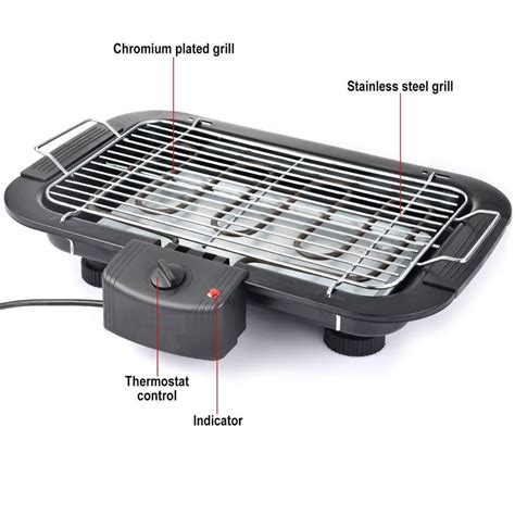 Electric Barbecue Grill Tandoor Roaster 2000w Adjustable Temperature