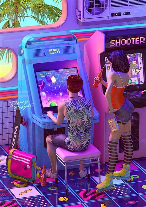 Back To The Arcade Poster By Denny Busyet Retro Waves Synthwave Arcade