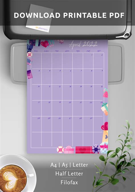 Download Printable Violet Monthly Birthday Calendar Pdf