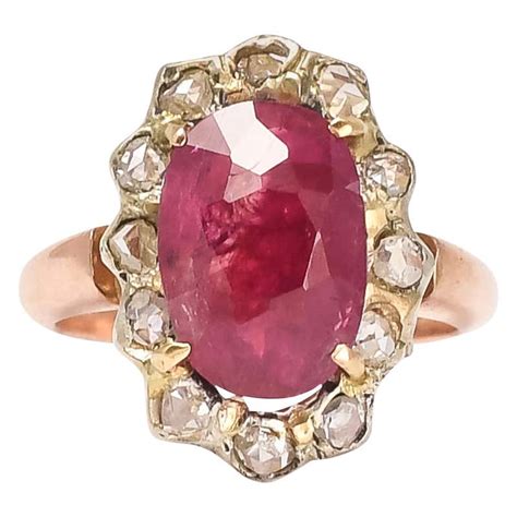 Antique Victorian Certified 5 Carat Burma Ruby Cluster Ring At 1stdibs