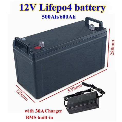 Deep Cycle 12v 500ah 600ah Lifepo4 Lithium Battery 12v Bms
