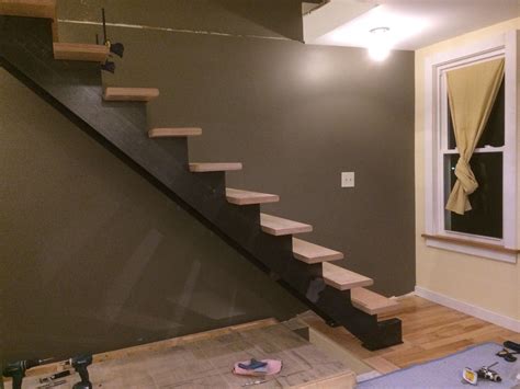 A modern staircase is perhaps one of the most versatile types of stair. My new stairs Mid install | Modern industrial, Industrial farmhouse, Stairs
