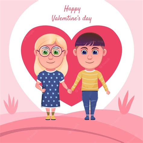 Premium Vector Cartoon Couple Celebrating Valentines Day