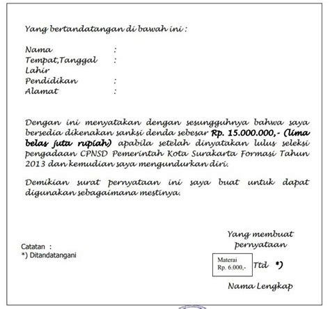 Aneka Contoh Surat Pernyataan Kesanggupan Membayar Hutang Untuk Ide