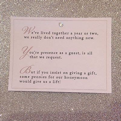 You'll inevitably have a few guests who prefer to give you customary wedding china or bed linens, so. 5 x Wedding Poem Cards For Invitations - Money Cash Gift ...