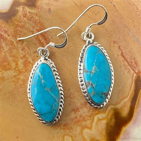Sterling Silver Turquoise Dangle Earrings For Women Turquoise
