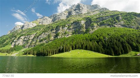 Panorama Pan Of Beautiful Mountains With Lake Stock Video
