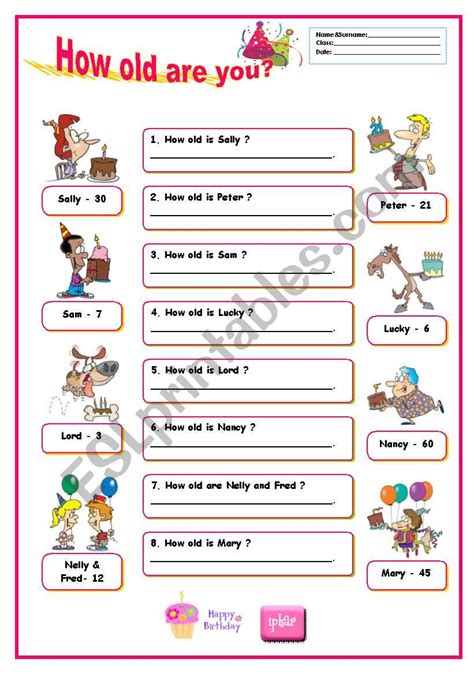 Asking The Age How Old Are You Answer Key Included Esl Worksheet
