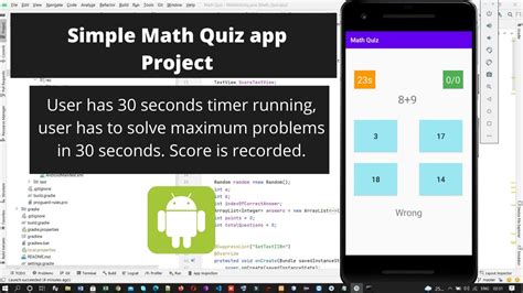 Android Simple Math Quiz App Project With Timer Random Question Youtube