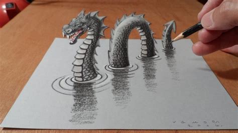 So from this moment on we will talk about. How To Draw Monster, Drawing 3D Loch Ness Monster, By ...
