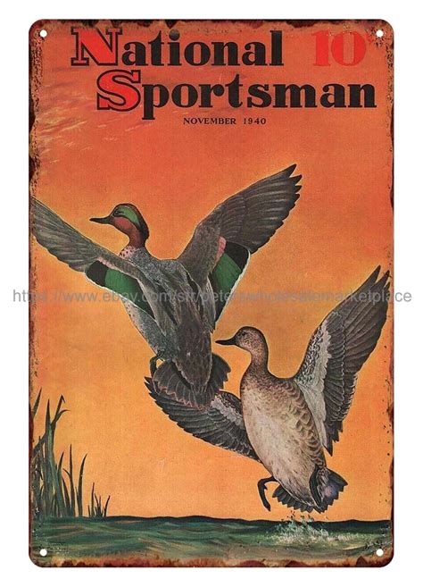Office Decor 1940 National Sportsman Cover Art Mallard Duck Metal Tin