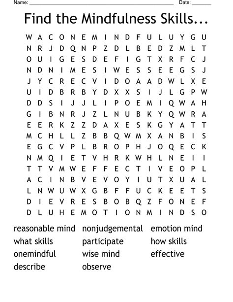 Find The Mindfulness Skills Word Search Wordmint