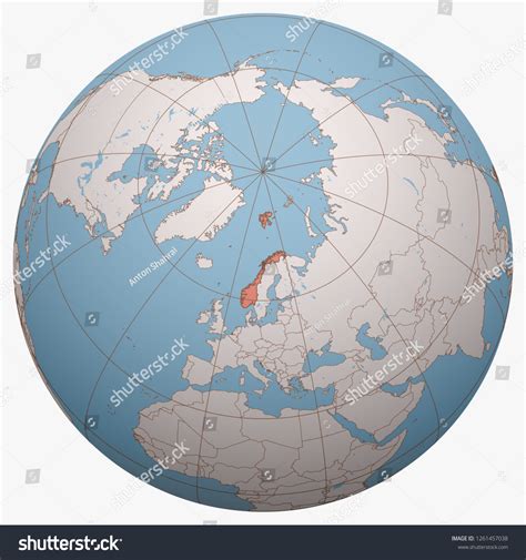 Norway On Globe Earth Hemisphere Centered Stock Vector Royalty Free