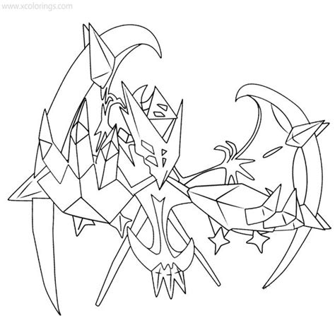 Pokemon Necrozma Dawn Wings Coloring Pages - XColorings.com