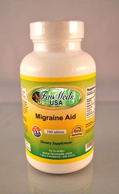 Migraine Aid Feverfew Leaf All Natural Relief 100 Tablets