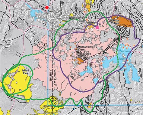 Map Of The Yellowstone Caldera Purple Border With Older Calderas Green Border Yellowstone