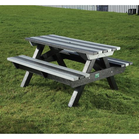 Heavy Duty Picnic Table Bench 1500mm Weatherproof Recycled Plastic Black Grey