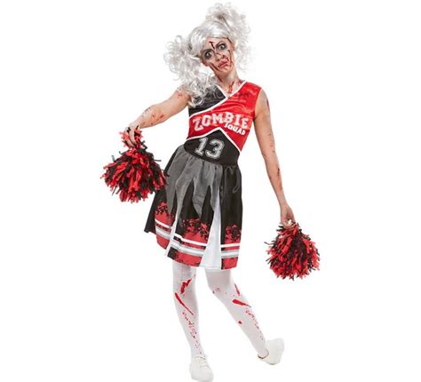 Costume Da Cheerleader Zombi Rosso Per Donna