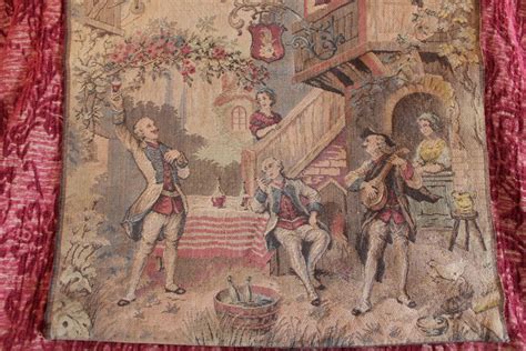 Antique Belgium Cloth Tapestry Wall Hanging With Colonial Etsy