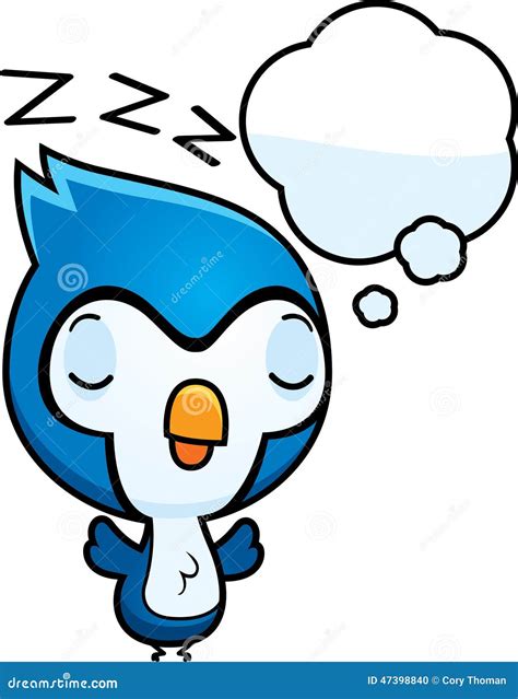 Cartoon Baby Blue Jay Dreaming Stock Vector Image 47398840