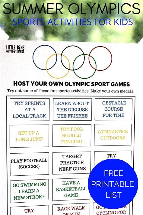 Olympic Sports Activities Printable for Kids Summer Olympics