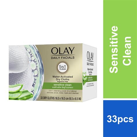Olay Daily Facials Water Activated Dry Cloths Sensitive Clean 33s