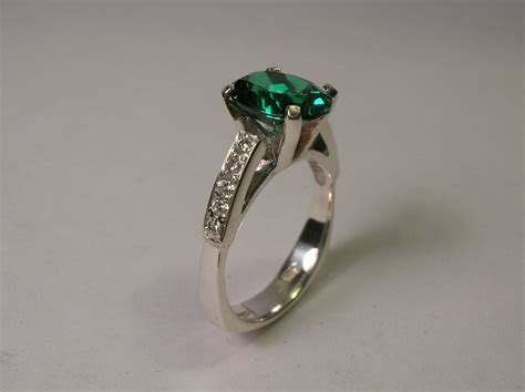 Sterling Silver Emerald Ring With Accent Stones Etsy