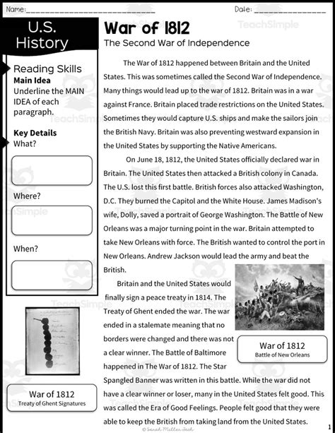 War Of 1812 Reading Packet By Teach Simple