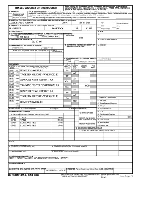 Dd Form 1351 2 Example Fill Online Printable Fillable