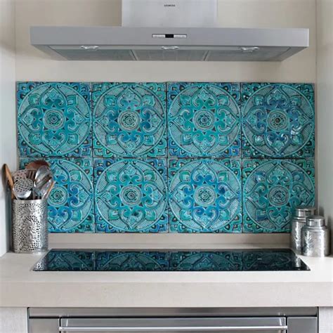 Tiles Kitchen Backsplash With Handmade Spanish Turquoise Tile 1