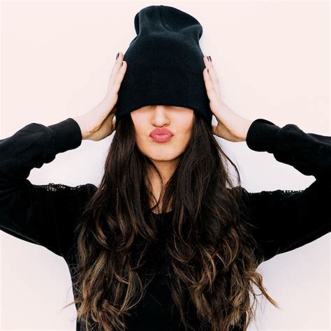 Premium Photo Brunette Girl In Black Beanie Cap Fashion Tomboy Style