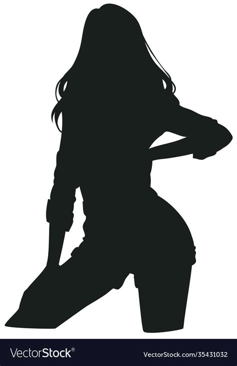Silhouette A Sexy Girl With Long Hair Royalty Free Vector