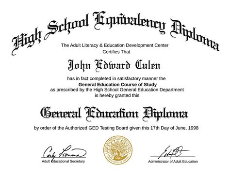 Printable Real Ged Certificate