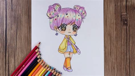 Easy Way To Draw Chibi Anime Girl For Beginners How To Draw With Colored Pencils Youtube