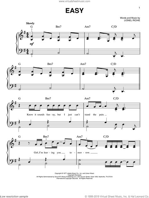 As a beginner your fingers are still getting used to quick movements, so it's best to. Commodores - Easy sheet music (easy) for piano solo PDF