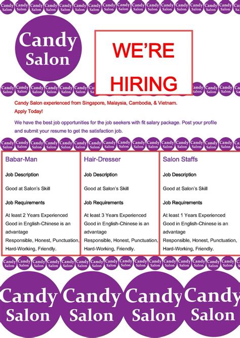 We Are Hiring Apply Today We Are Hiring Salons Candy How To Apply