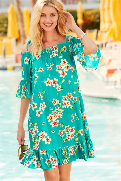 Floral Print Bardot Beach Dress