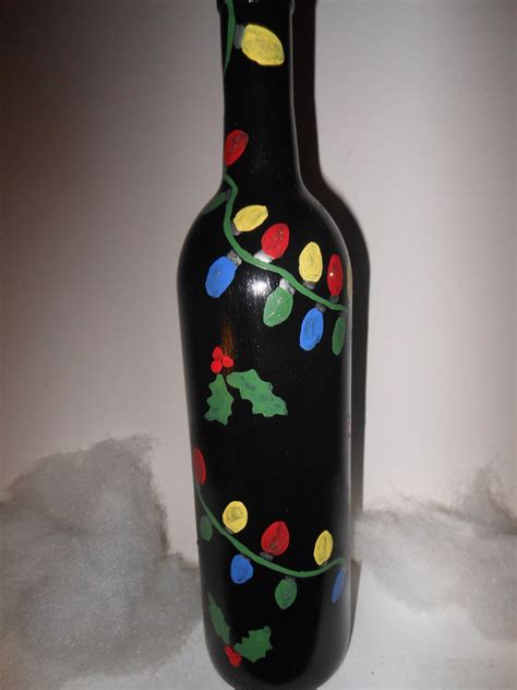 Christmas Bulb Hand Painted Up Cycled Wine Bottle